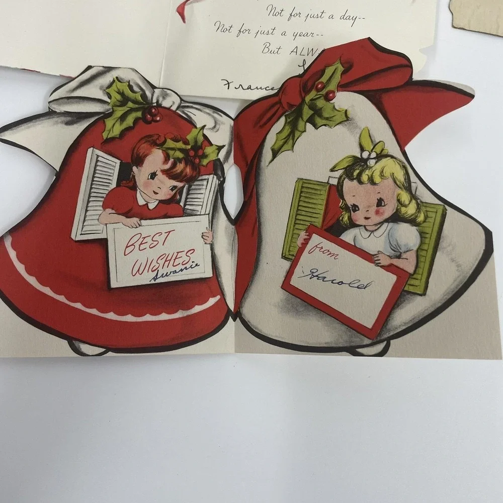 Vintage Greeting Card‎ Lot 5pc 1951 Calendar Hallmark Valentine Mother Christmas
